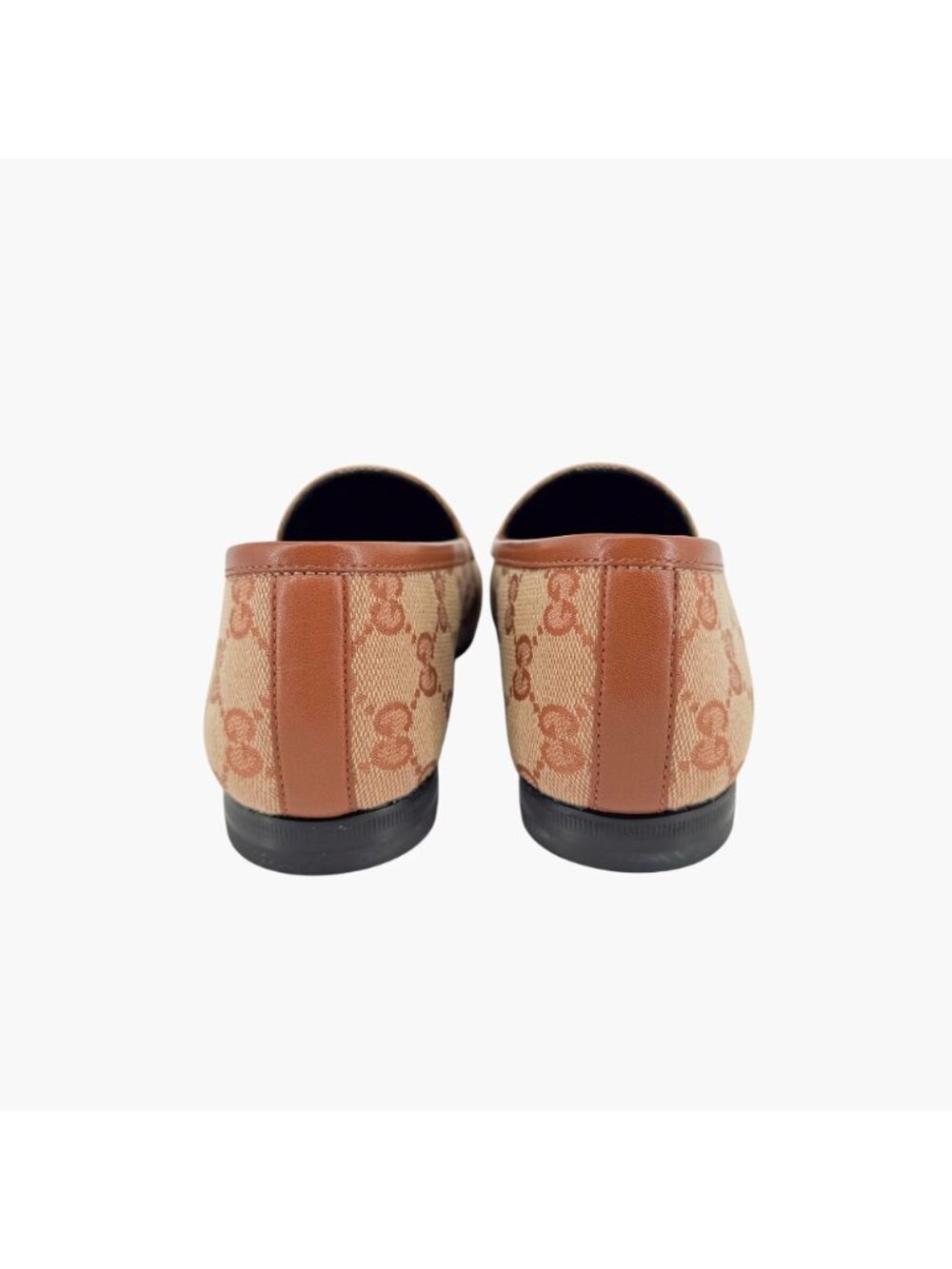 Gucci Jordaan Horsebit Loafers Size 37 US 7 Beige GG Monogram Canvas Flat Shoe - Picture 8 of 15